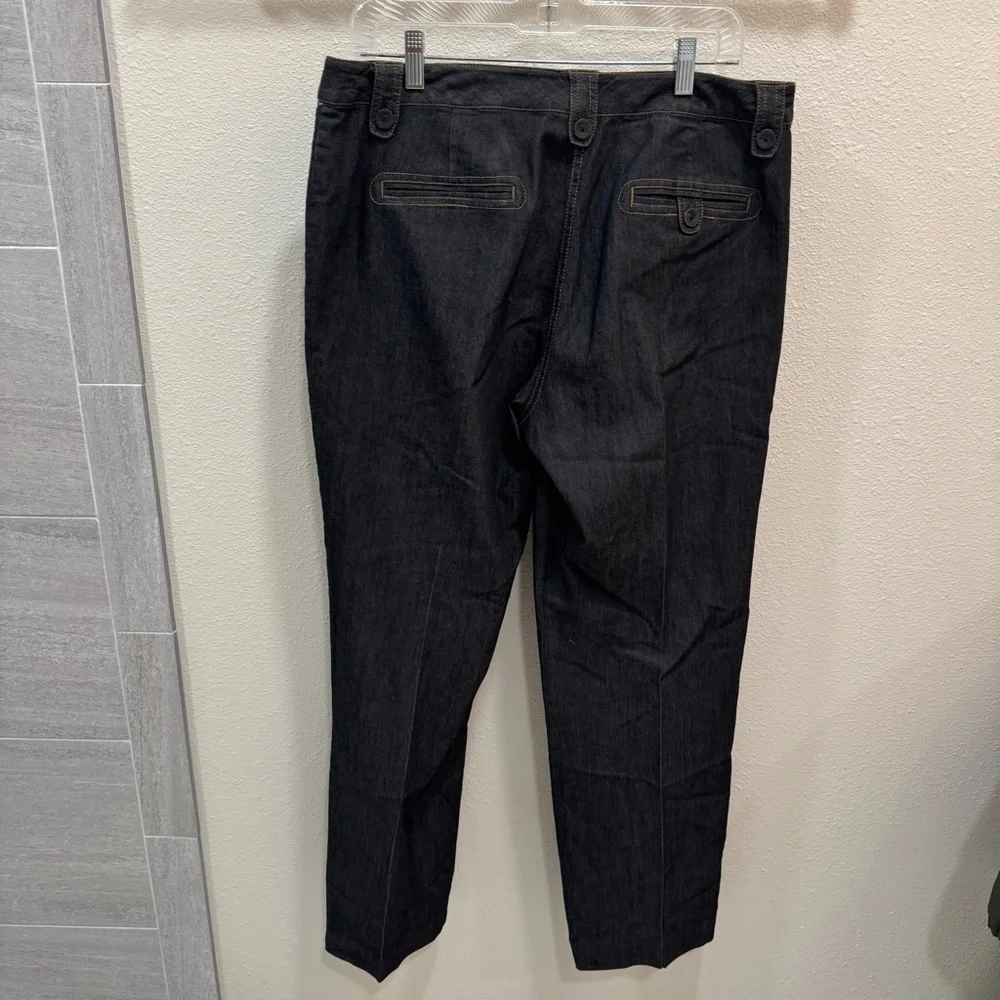 Larry Levine Black Jeans Stretch Size 10 Wide Leg Trousers